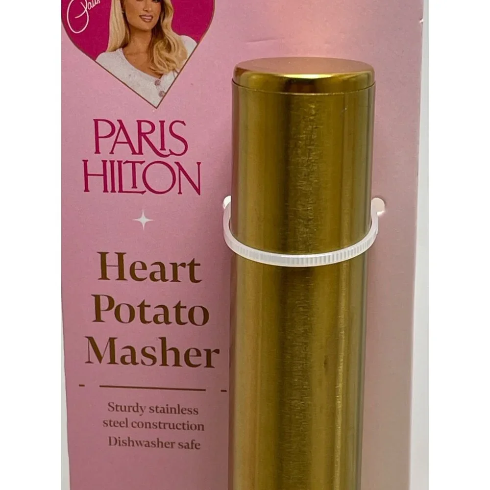 Paris Hilton‎ Heart-Shaped Gold Stainless Steel Potato Masher New!